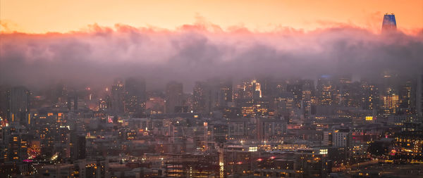 Illuminated cityscape against sky during sunset,the city of san francisco.  