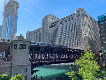 View of bridge and buildings against sky