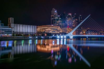 City lit up at night