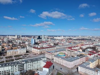 High angle view of townscape against sky