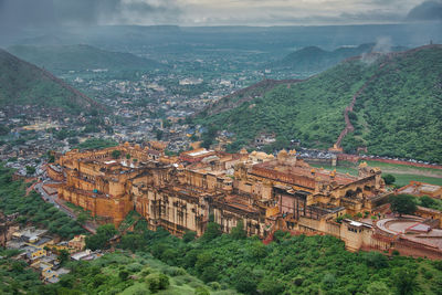 High angle view of landscape against sky