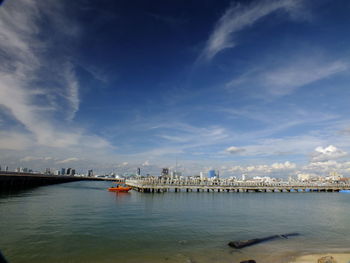 Scenic view of sea against cloudy sky