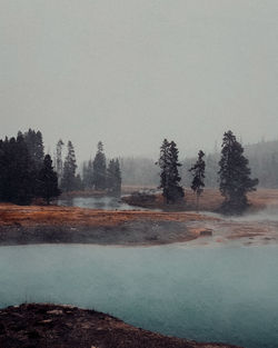 Scenic view of lake against sky during winter
