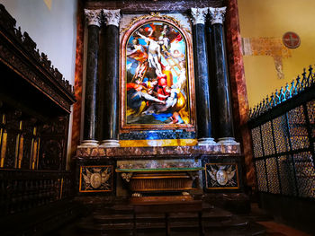 Statue of temple in building