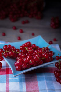 Close-up of strawberries on table