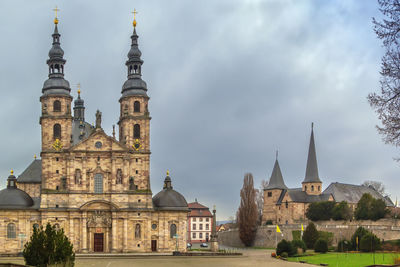 View of square with fulda cathedral and st. michael church, fulda, germany