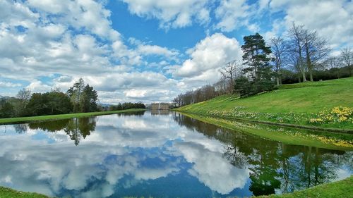 Scenic view of lake against sky