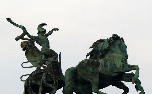 Low angle view of statue against clear sky