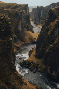 Scenic view of canyon in iceland