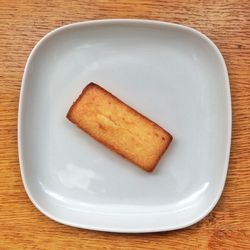 Directly above shot of bread in plate on table