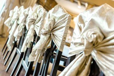 Tilt shot of chairs at wedding reception