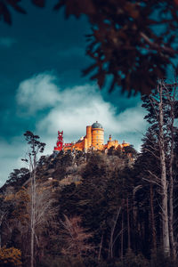 Low angle view of fort against sky