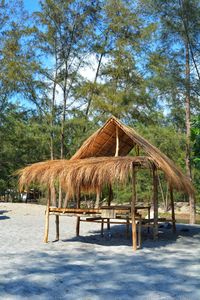 Built structure on landscape against sky