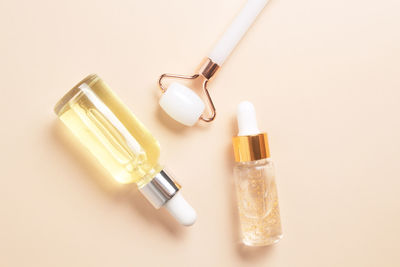 Close-up of beauty products on table