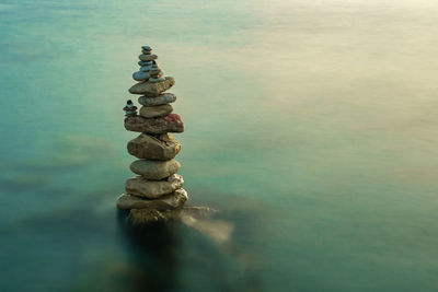 Stack of stones in sea