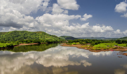 Scenic view of lake against sky