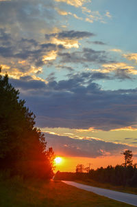 Scenic view of silhouette landscape against sky during sunset