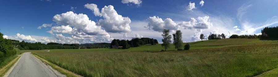 Scenic view of landscape against cloudy sky