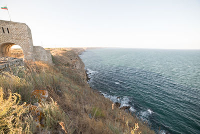 Scenic view of sea against clear sky