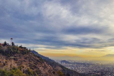 Scenic view of landscape against sky during sunset