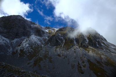 Low angle view of rocky mountains