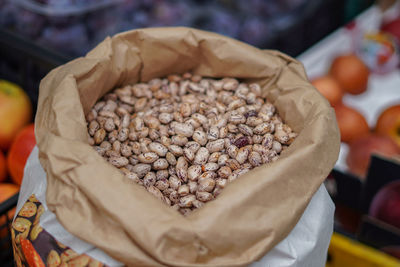 High angle view of food for sale at market stall