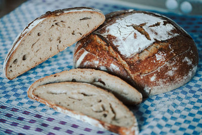 High angle view of bread on table