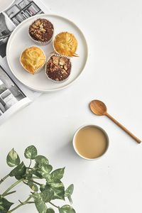 High angle view of food on table