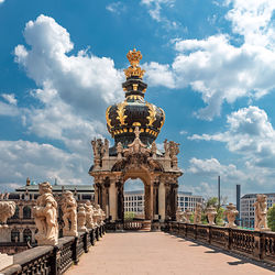 Statue of historic building against sky