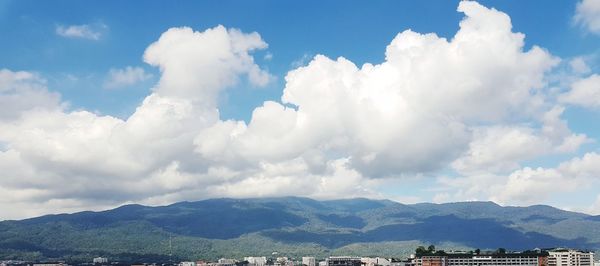 Panoramic view of mountains against sky