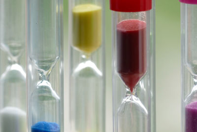 Close-up of multi colored hourglass