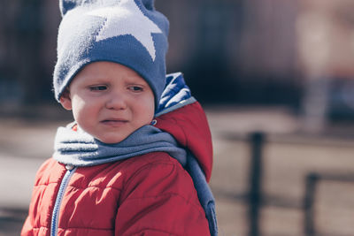 Portrait of cute boy during winter
