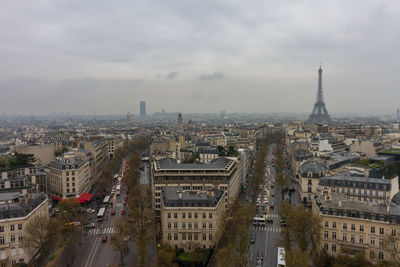 High angle view of buildings in city