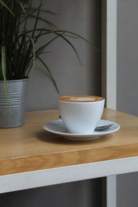 Close-up of coffee served on table