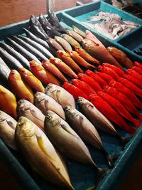 High angle view of food for sale at market