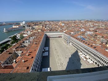 High angle view of buildings in city