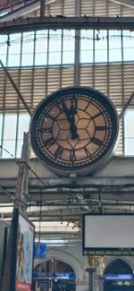 Low angle view of clock at railroad station