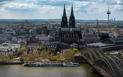 High angle view of buildings in city