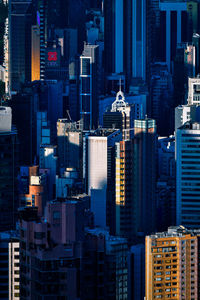 Illuminated buildings in city at night