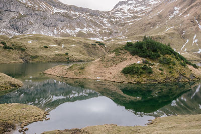 Scenic view of lake and mountains