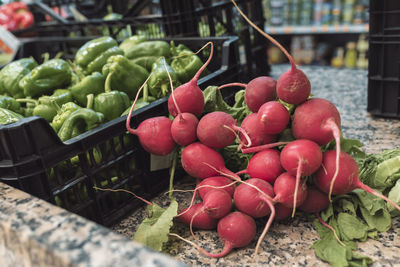 Close-up of strawberries in market