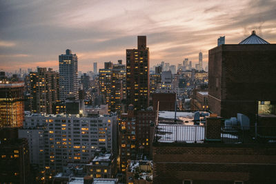 Manhattan dusk view from rooftop