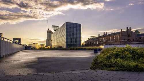 View of city against cloudy sky