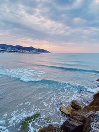 Scenic view of sea against sky during sunset