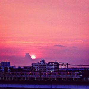 View of buildings at sunset