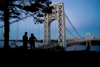 Suspension bridge over river