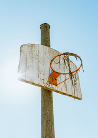 Low angle view of basketball hoop against sky