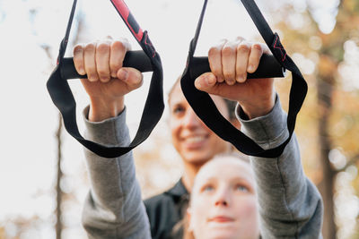 Beautiful women exercising outdoors