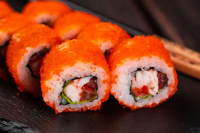 Close-up of sushi on table