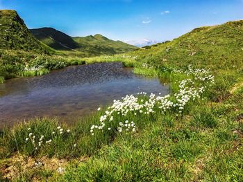 Scenic view of lake against sky